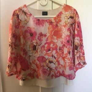 Vince Camuto Vibrant Floral Blouse - Pink and Orange